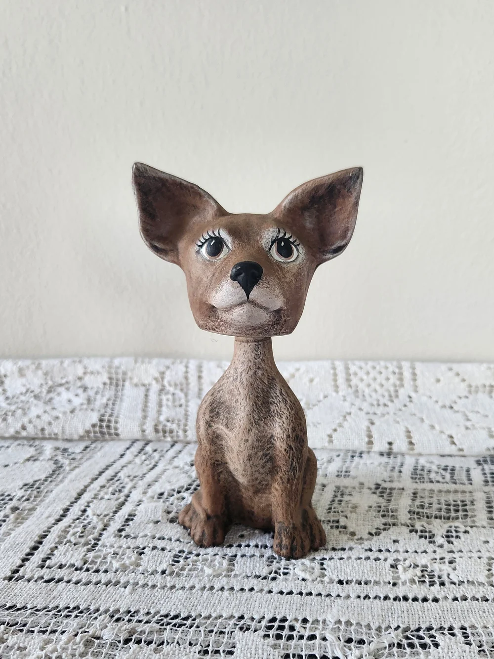 Brown Ceramoc Bobblehead Dog Figurine Decorative Pet Statue